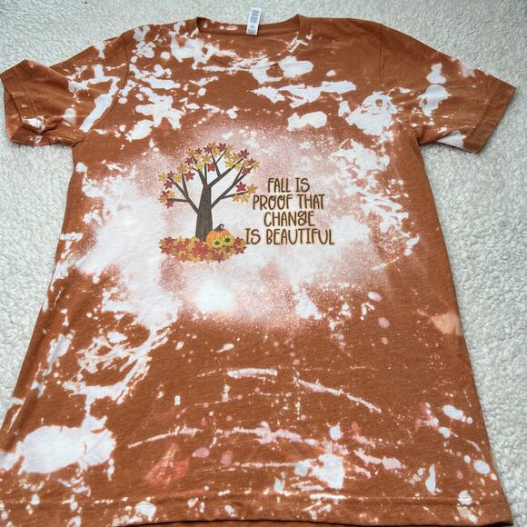 Bleached Brown Fall Tee Medium "Fall is Proof that Change is Beautiful" - Picture 2 of 6